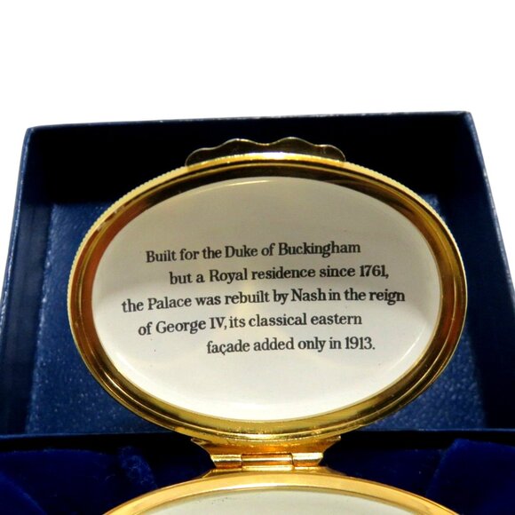 Buckingham Palace HALCYON DAYS Enamel Oval Trinket Box and Blue Presentation Box - Picture 4 of 10